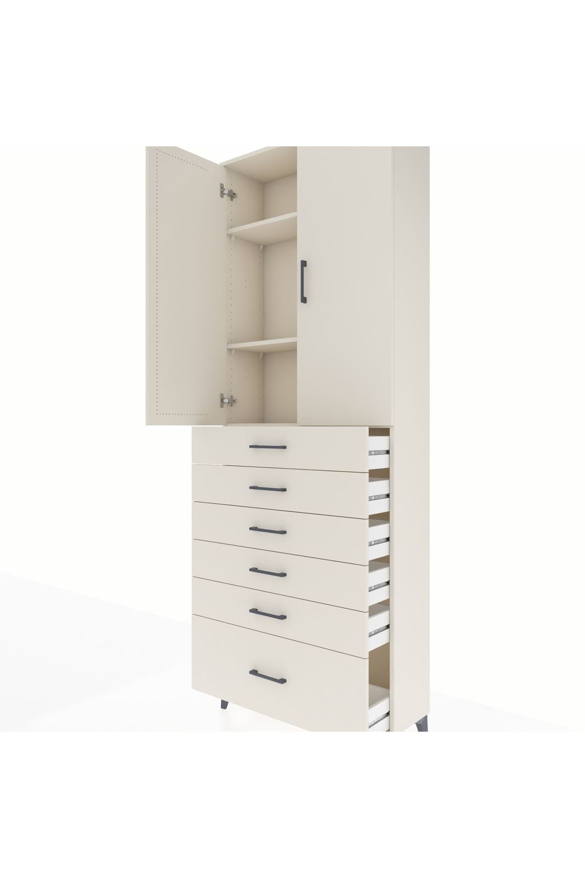 Arges Dolap 3 Raflı 6 Çekmeceli 2 Kapaklı 88x30x243 - S33M031V1A