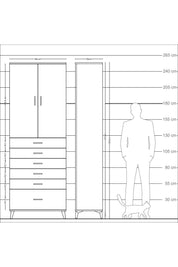 Arges Dolap 3 Raflı 6 Çekmeceli 2 Kapaklı 88x30x243 - S33M031V2A