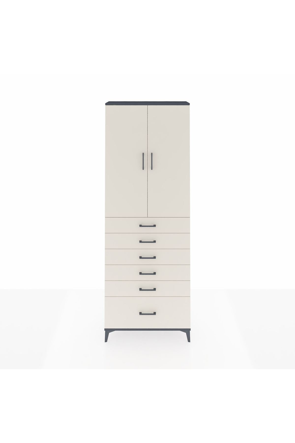 Arges Dolap 3 Raflı 6 Çekmeceli 2 Kapaklı 88x30x243 - S33M031V4A