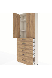 Arges Dolap 3 Raflı 6 Çekmeceli 2 Kapaklı 88x30x243 - S33M031V3A