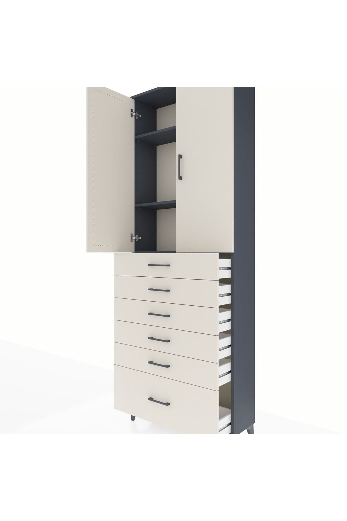 Arges Dolap 3 Raflı 6 Çekmeceli 2 Kapaklı 88x30x243 - S33M031V4A