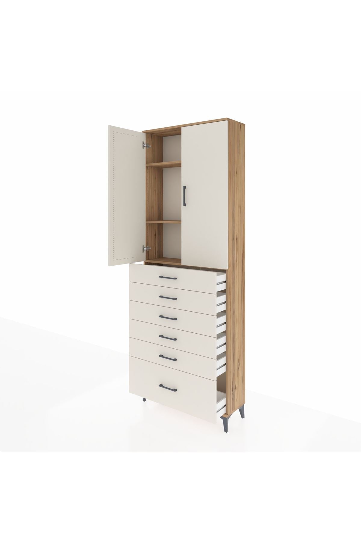 Arges Dolap 3 Raflı 6 Çekmeceli 2 Kapaklı 88x30x243 - S33M031V7A