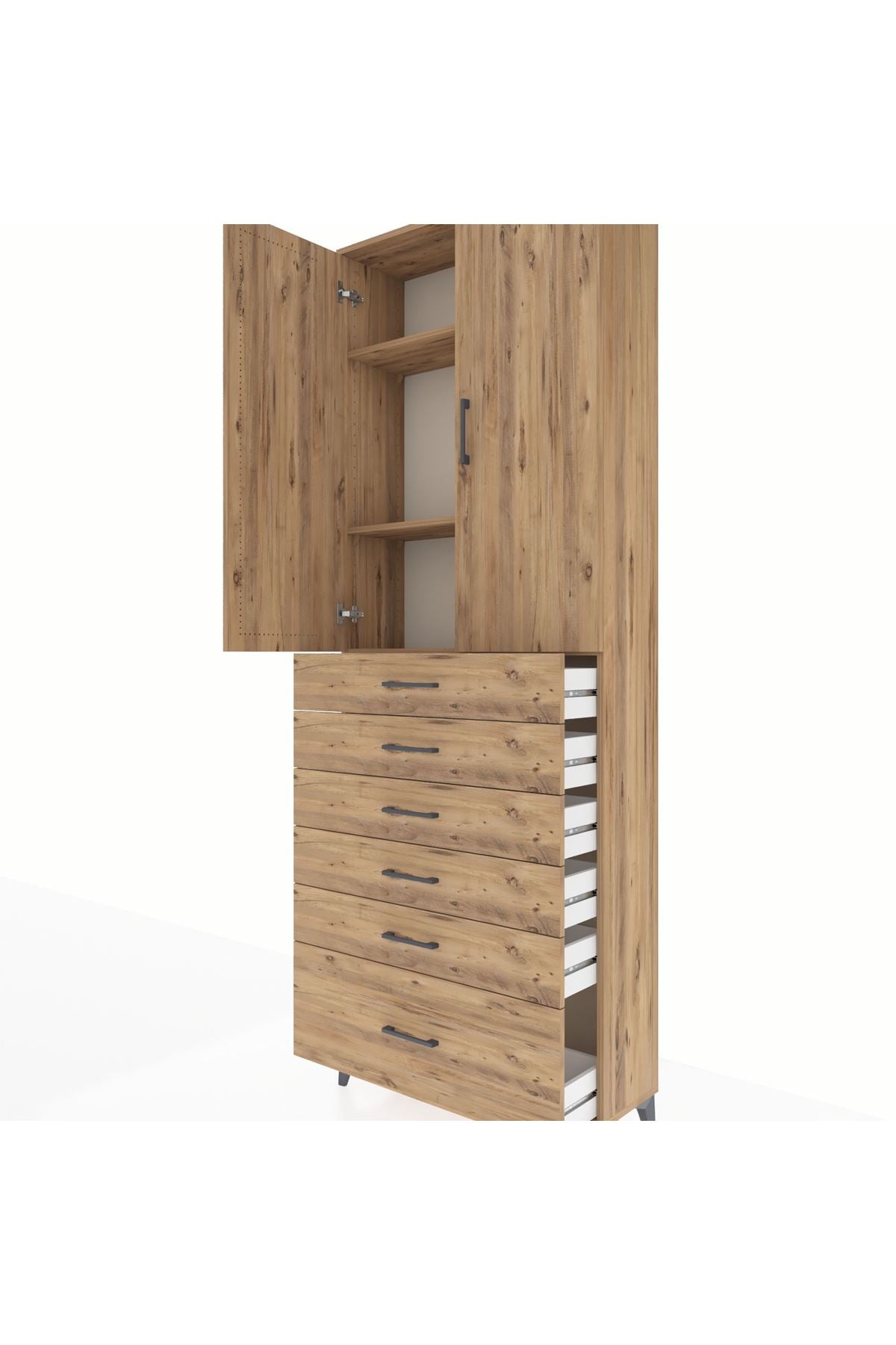Arges Dolap 3 Raflı 6 Çekmeceli 2 Kapaklı 88x30x243 - S33M031V9A