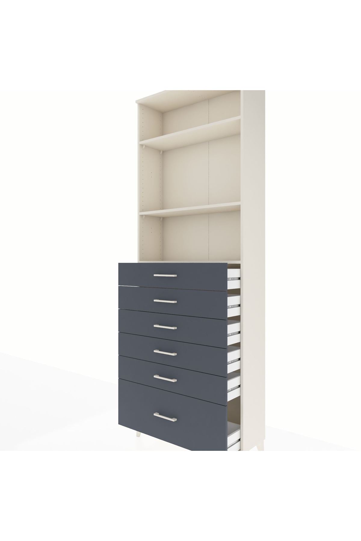 Arges Dolap 3 Raflı 6 Çekmeceli 88x30x243 - S33M032V2A