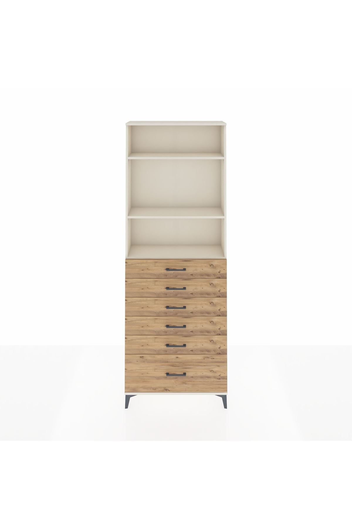 Arges Dolap 3 Raflı 6 Çekmeceli 88x30x243 - S33M032V3A