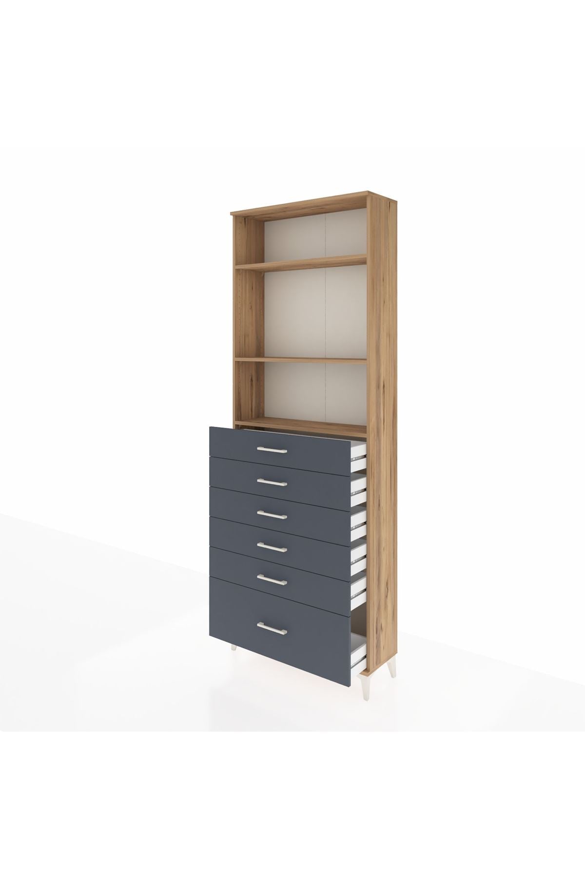 Arges Dolap 3 Raflı 6 Çekmeceli 88x30x243 - S33M032V8A