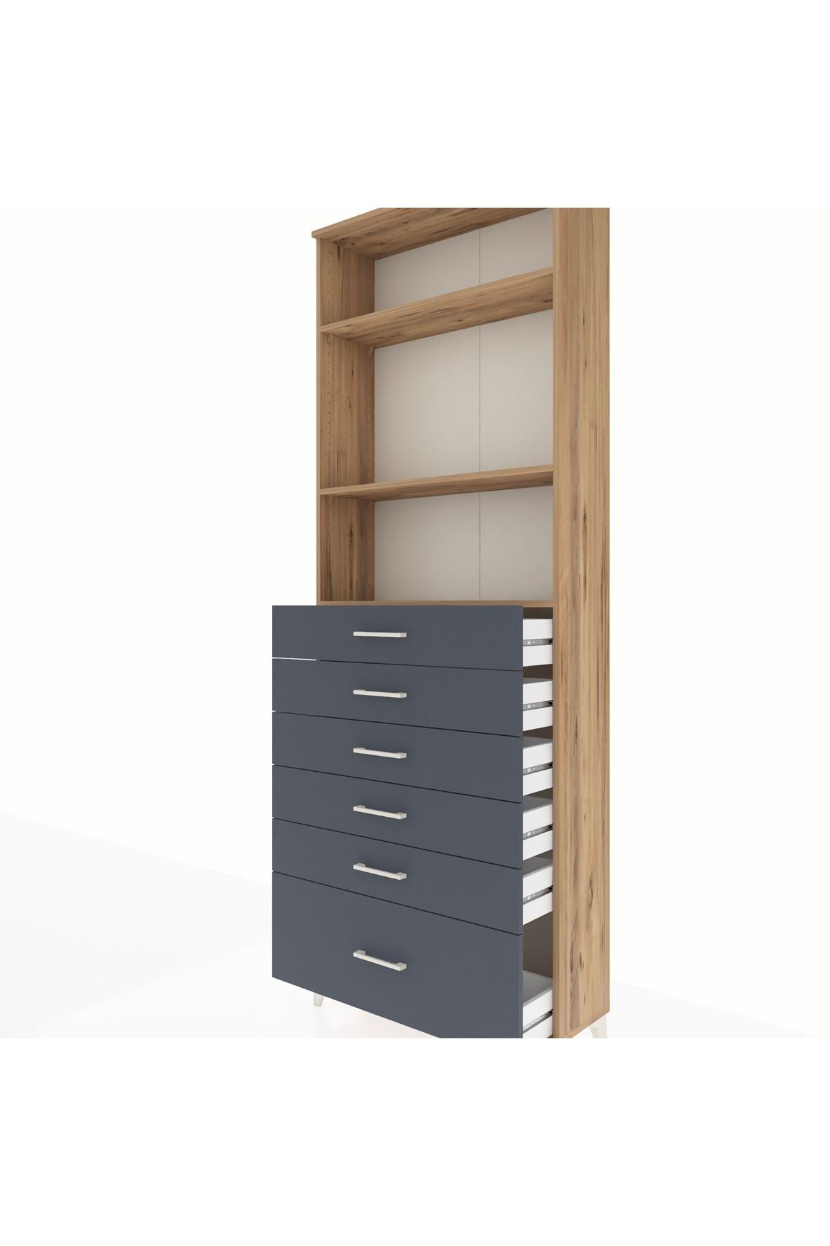 Arges Dolap 3 Raflı 6 Çekmeceli 88x30x243 - S33M032V8A