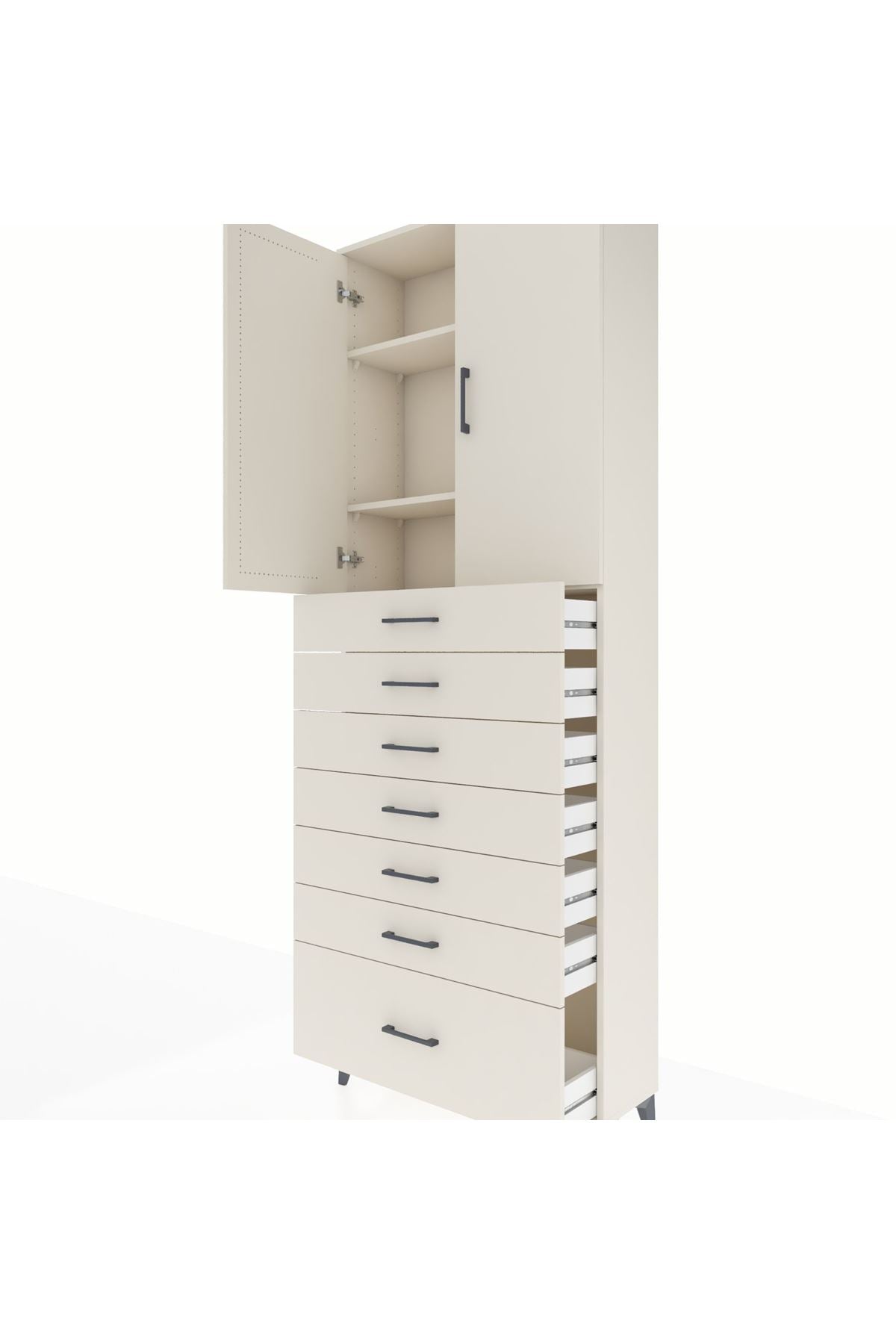 Arges Dolap 3 Raflı 7 Çekmeceli 2 Kapaklı 88x30x243 - S33M033V1A