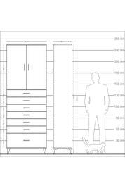 Arges Dolap 3 Raflı 7 Çekmeceli 2 Kapaklı 88x30x243 - S33M033V3A