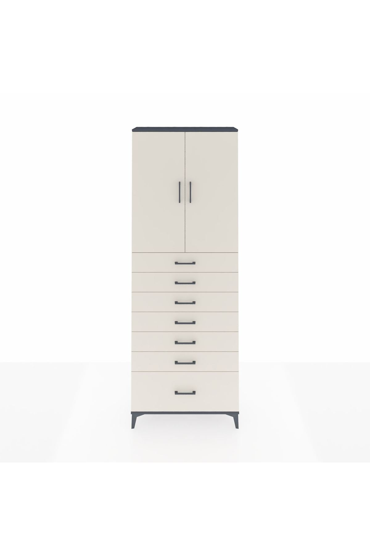 Arges Dolap 3 Raflı 7 Çekmeceli 2 Kapaklı 88x30x243 - S33M033V4A