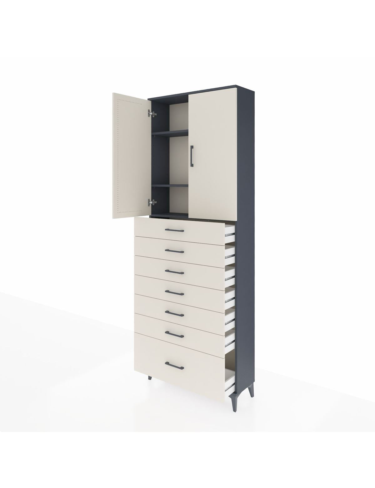 Arges Dolap 3 Raflı 7 Çekmeceli 2 Kapaklı 88x30x243 - S33M033V4A