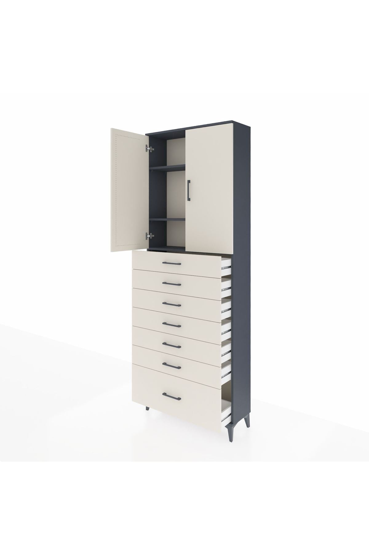 Arges Dolap 3 Raflı 7 Çekmeceli 2 Kapaklı 88x30x243 - S33M033V4A