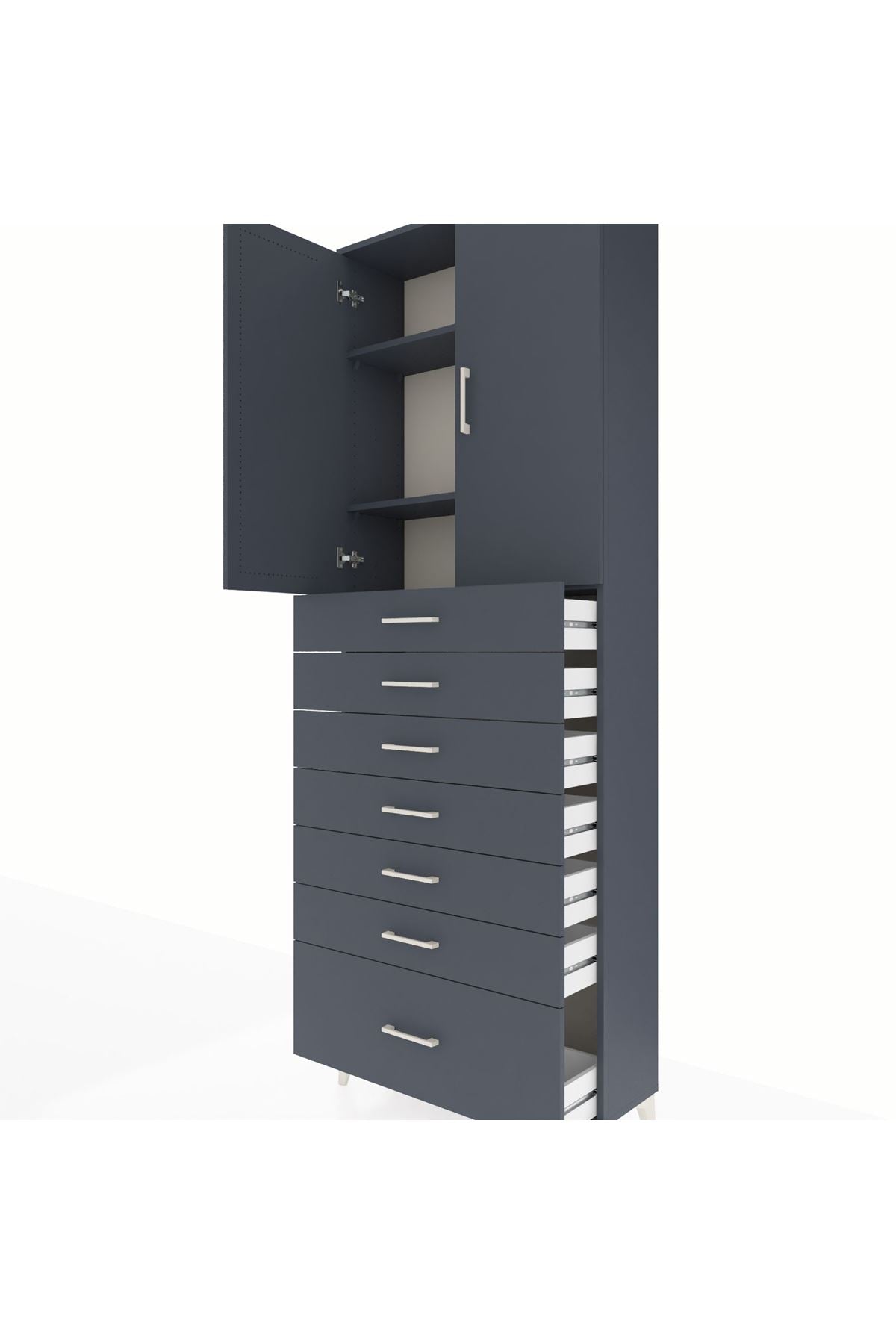 Arges Dolap 3 Raflı 7 Çekmeceli 2 Kapaklı 88x30x243 - S33M033V5A