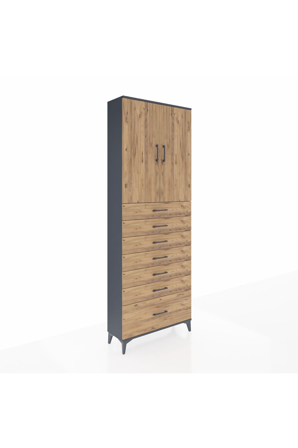 Arges Dolap 3 Raflı 7 Çekmeceli 2 Kapaklı 88x30x243 - S33M033V6A