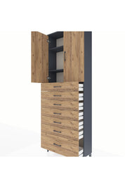 Arges Dolap 3 Raflı 7 Çekmeceli 2 Kapaklı 88x30x243 - S33M033V6A