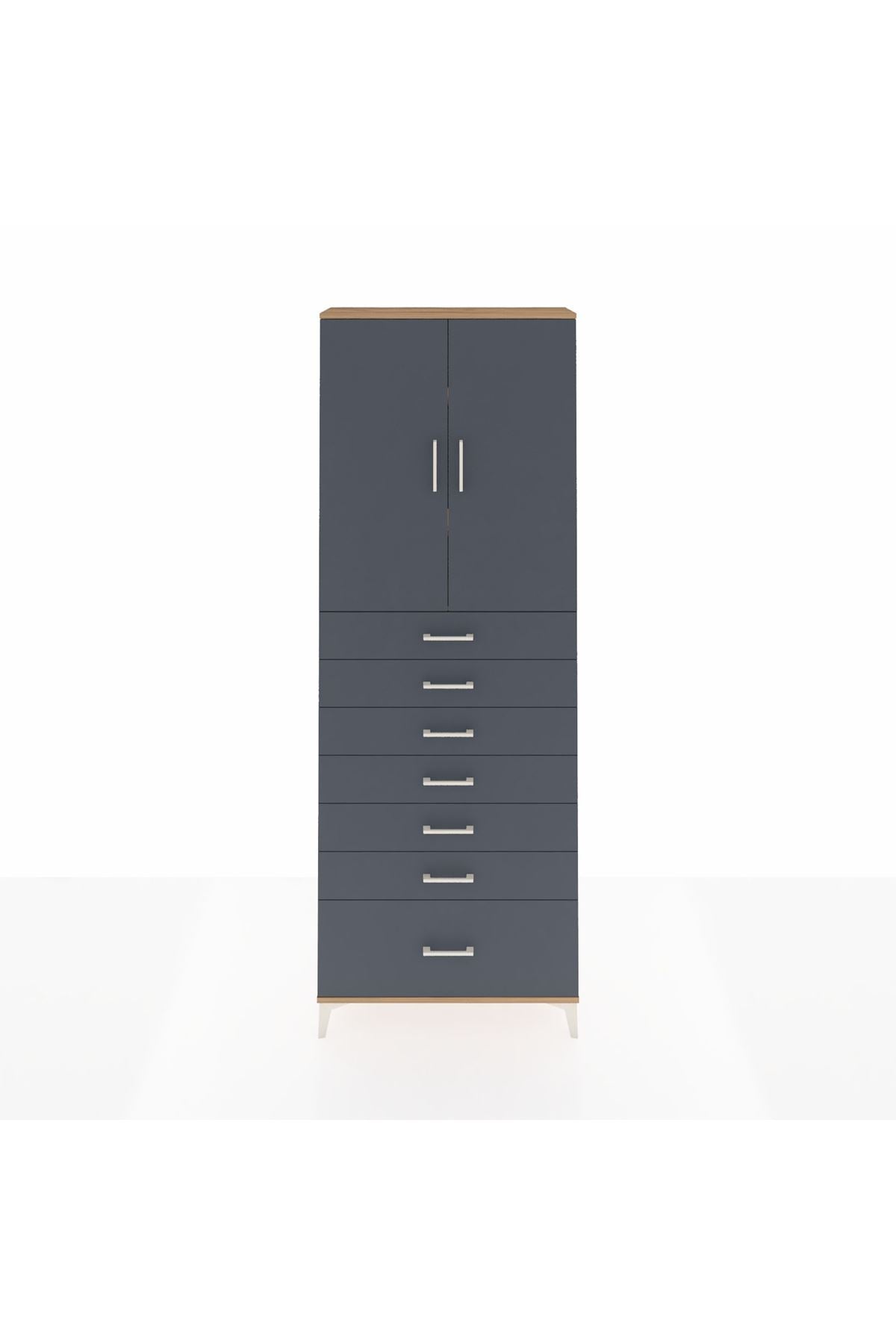 Arges Dolap 3 Raflı 7 Çekmeceli 2 Kapaklı 88x30x243 - S33M033V8A