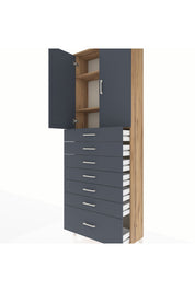 Arges Dolap 3 Raflı 7 Çekmeceli 2 Kapaklı 88x30x243 - S33M033V8A
