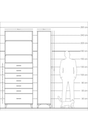 Arges Dolap 3 Raflı 7 Çekmeceli 88x30x243 - S33M034V3A