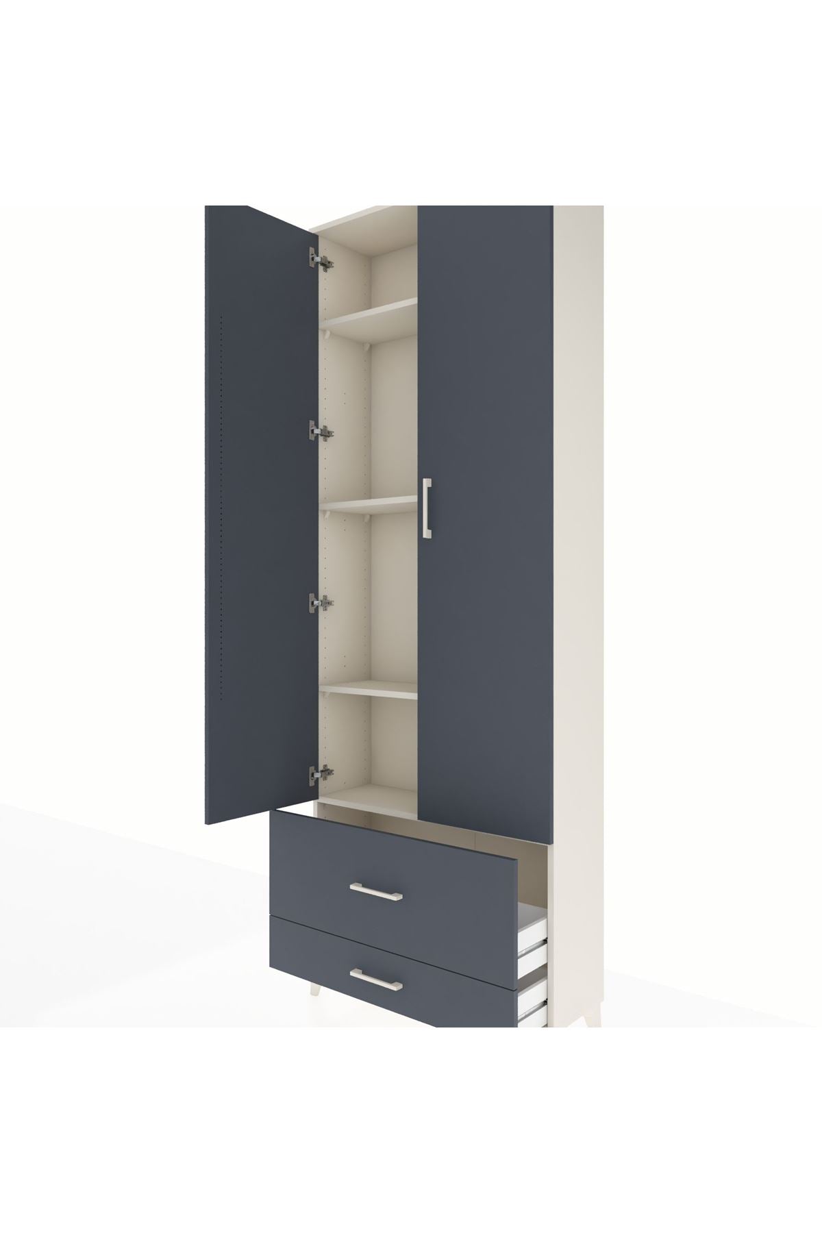 Arges Dolap 4 Raflı 2 Çekmeceli 2 Kapaklı 88x30x243 - S33M035V2A