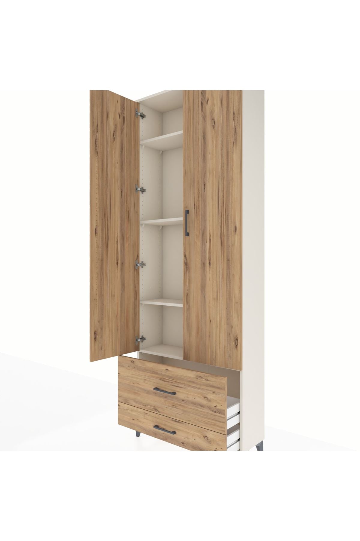 Arges Dolap 4 Raflı 2 Çekmeceli 2 Kapaklı 88x30x243 - S33M035V3A