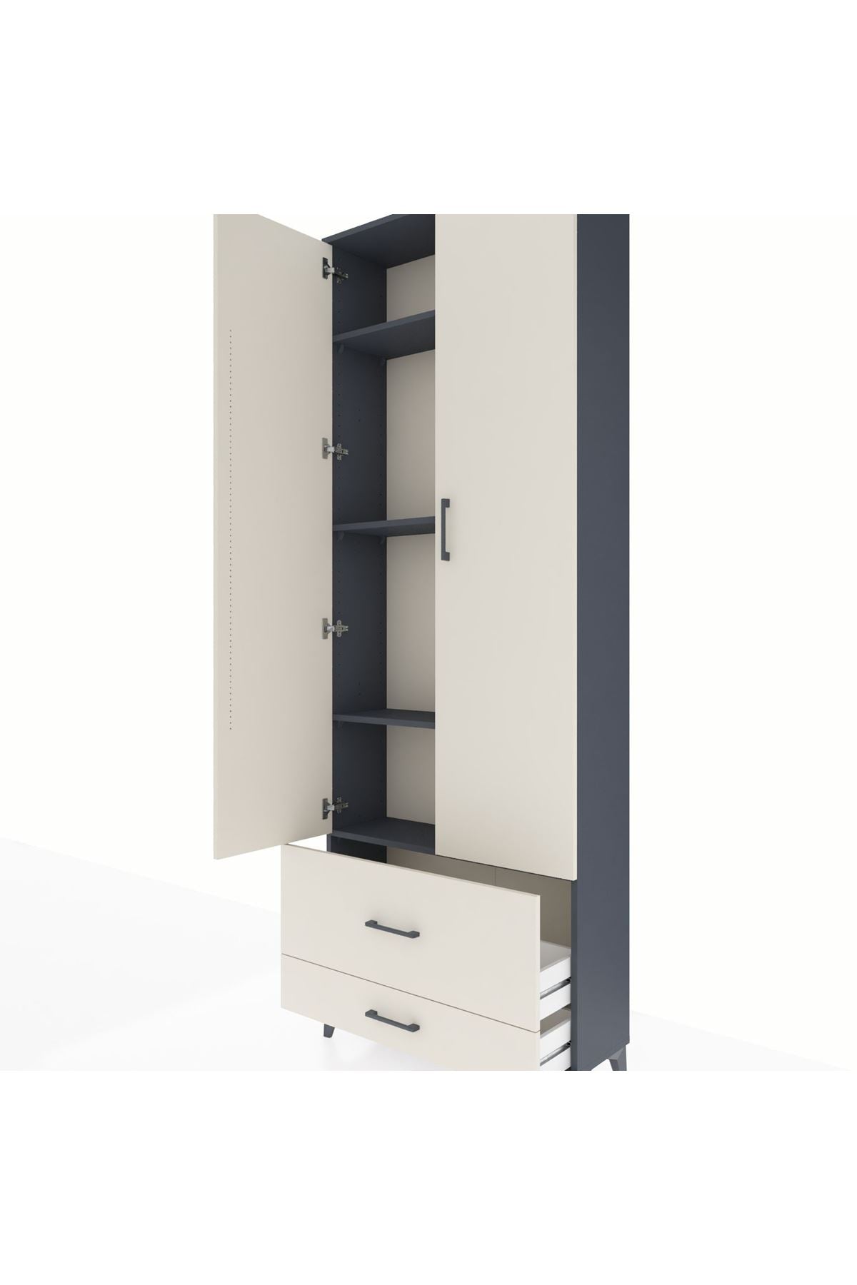 Arges Dolap 4 Raflı 2 Çekmeceli 2 Kapaklı 88x30x243 - S33M035V4A