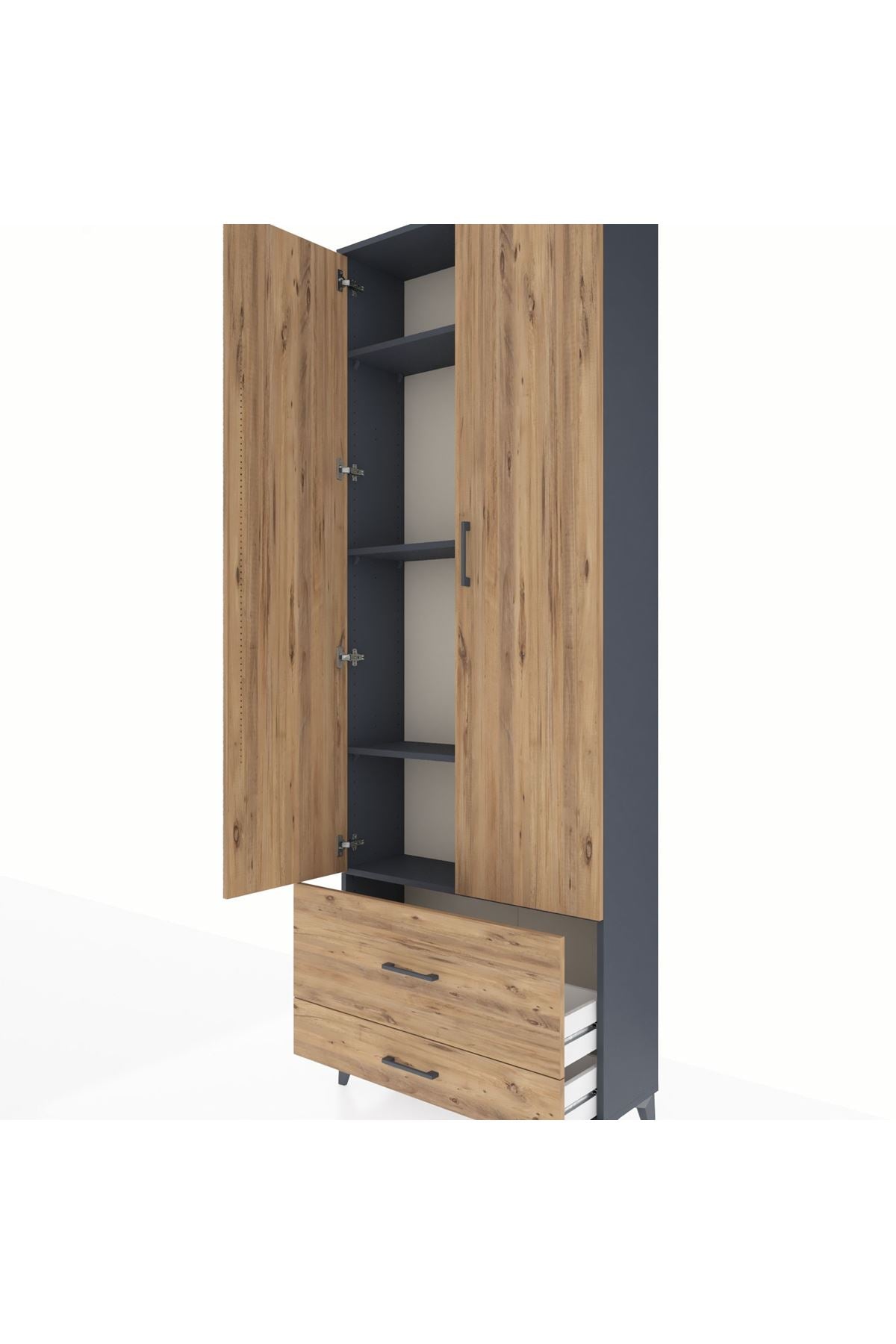 Arges Dolap 4 Raflı 2 Çekmeceli 2 Kapaklı 88x30x243 - S33M035V6A