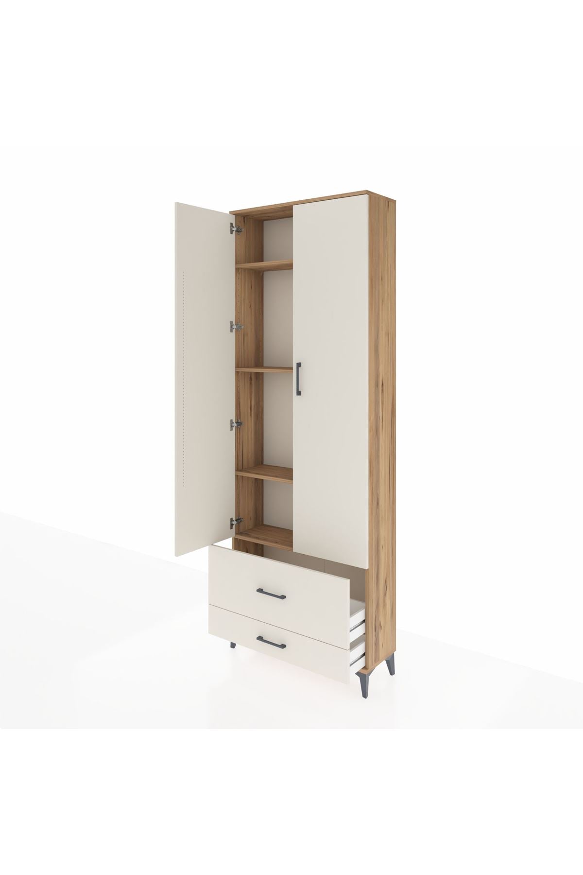 Arges Dolap 4 Raflı 2 Çekmeceli 2 Kapaklı 88x30x243 - S33M035V7A