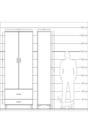Arges Dolap 4 Raflı 2 Çekmeceli 2 Kapaklı 88x30x243 - S33M035V8A
