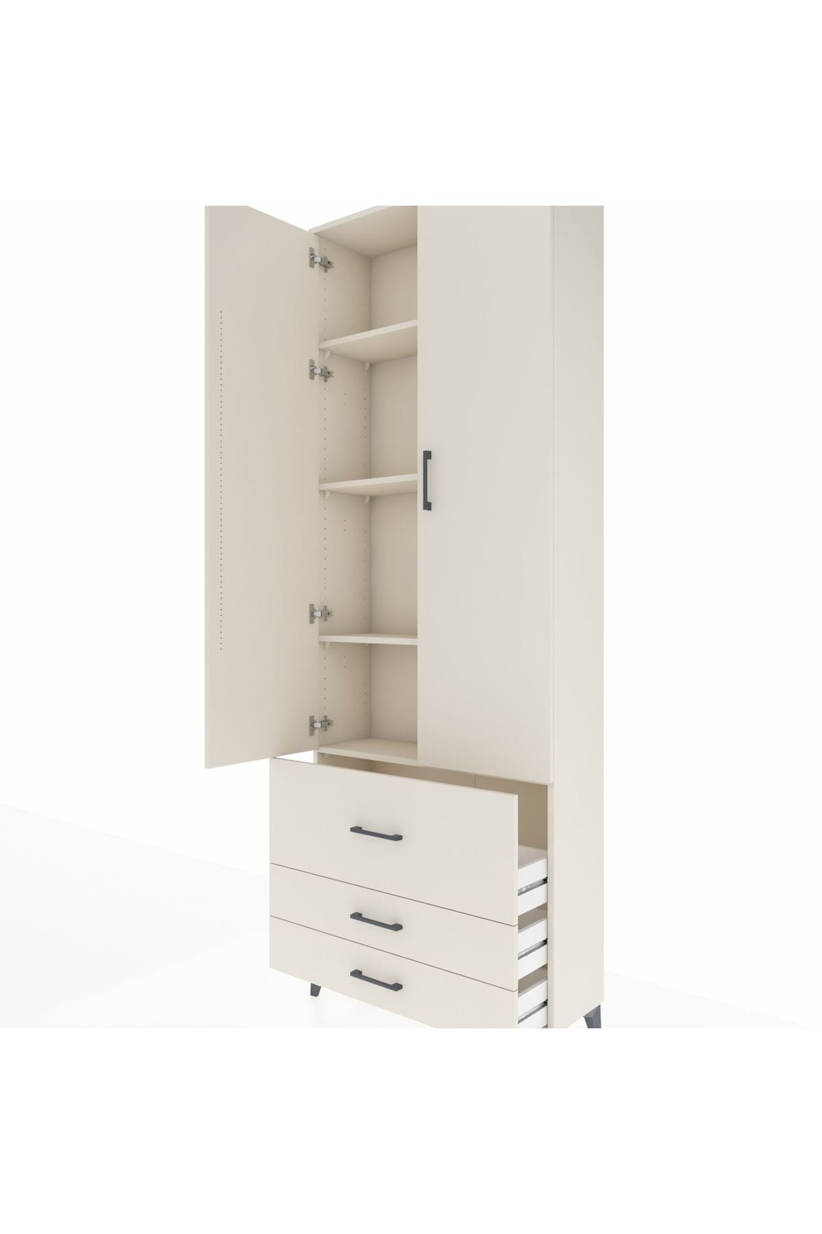 Arges Dolap 4 Raflı 3 Çekmeceli 2 Kapaklı 88x30x243 - S33M037V1A