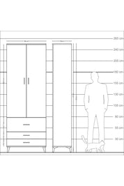Arges Dolap 4 Raflı 3 Çekmeceli 2 Kapaklı 88x30x243 - S33M037V2A