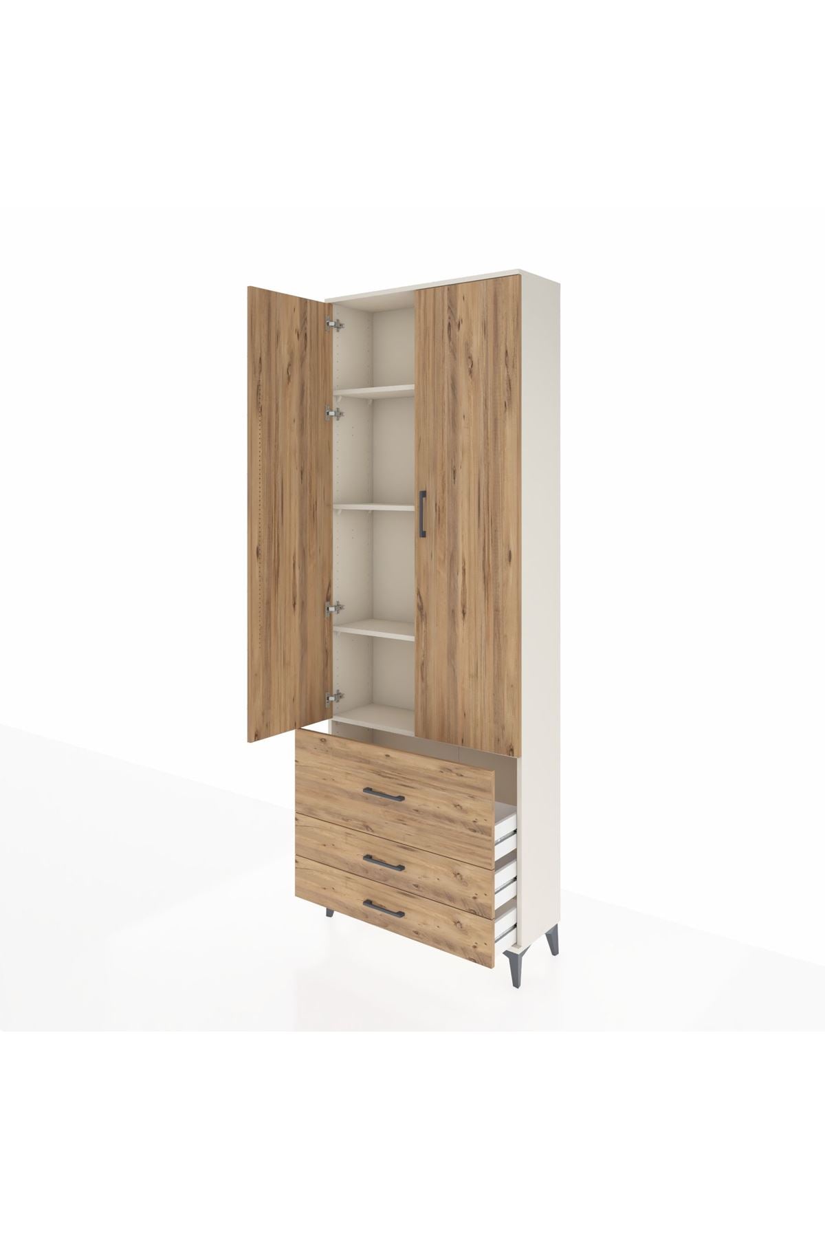 Arges Dolap 4 Raflı 3 Çekmeceli 2 Kapaklı 88x30x243 - S33M037V3A