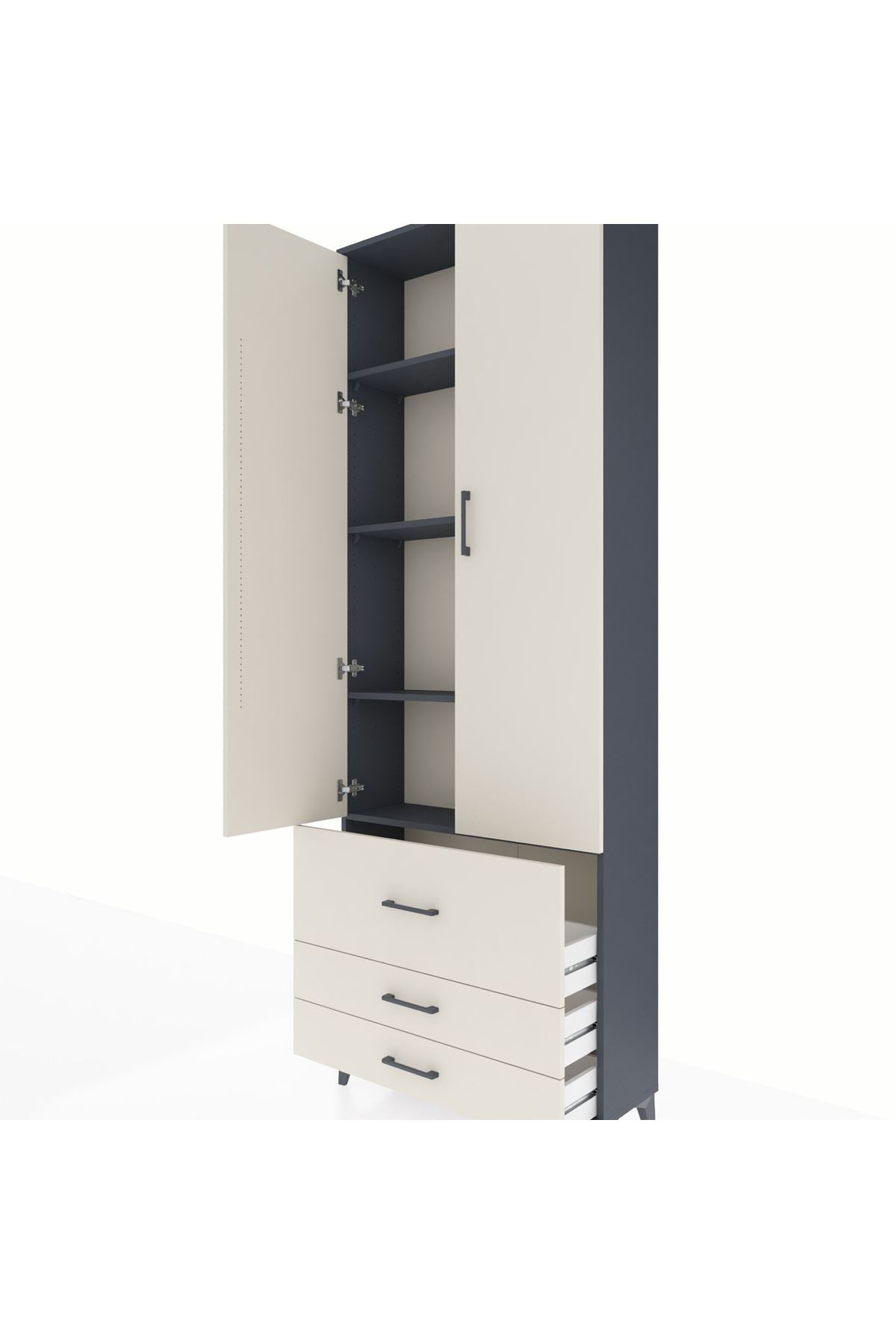 Arges Dolap 4 Raflı 3 Çekmeceli 2 Kapaklı 88x30x243 - S33M037V4A