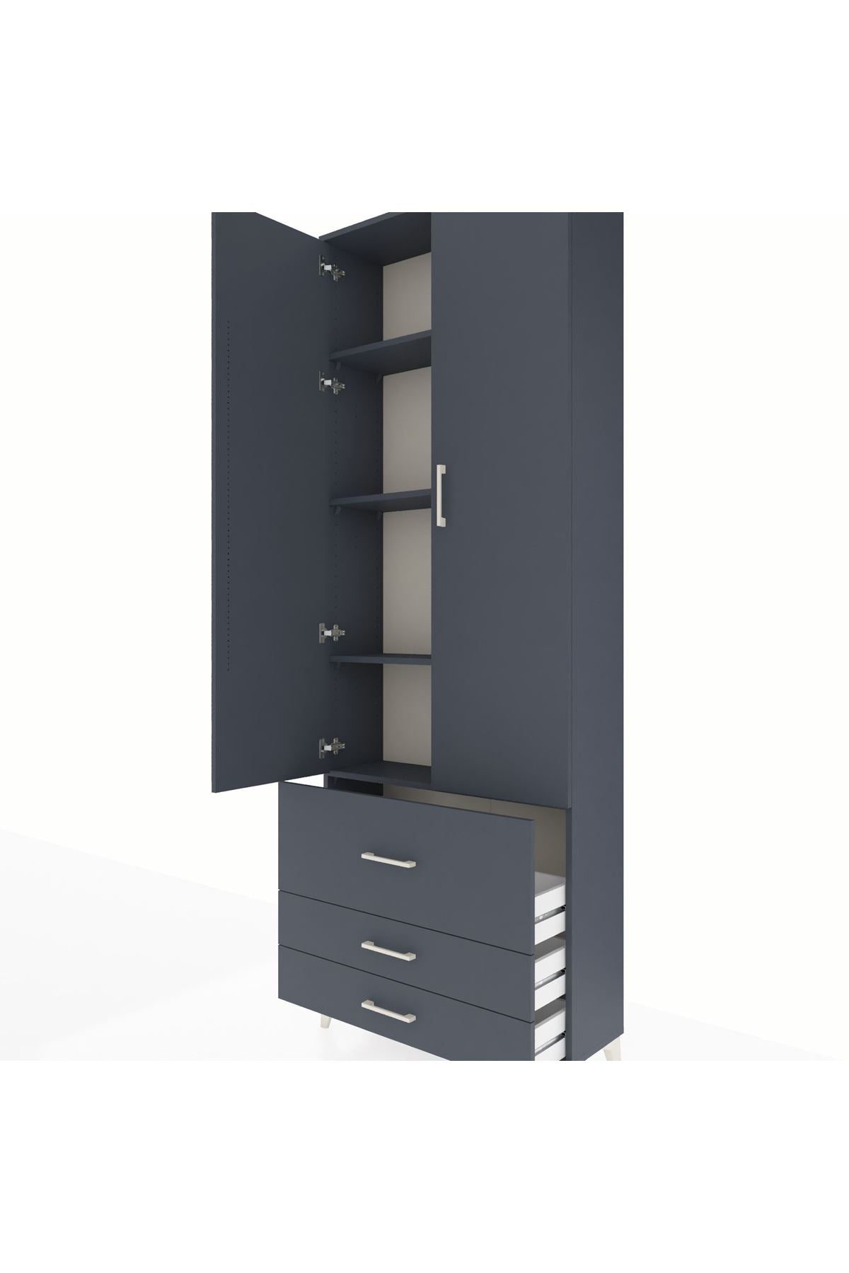 Arges Dolap 4 Raflı 3 Çekmeceli 2 Kapaklı 88x30x243 - S33M037V5A