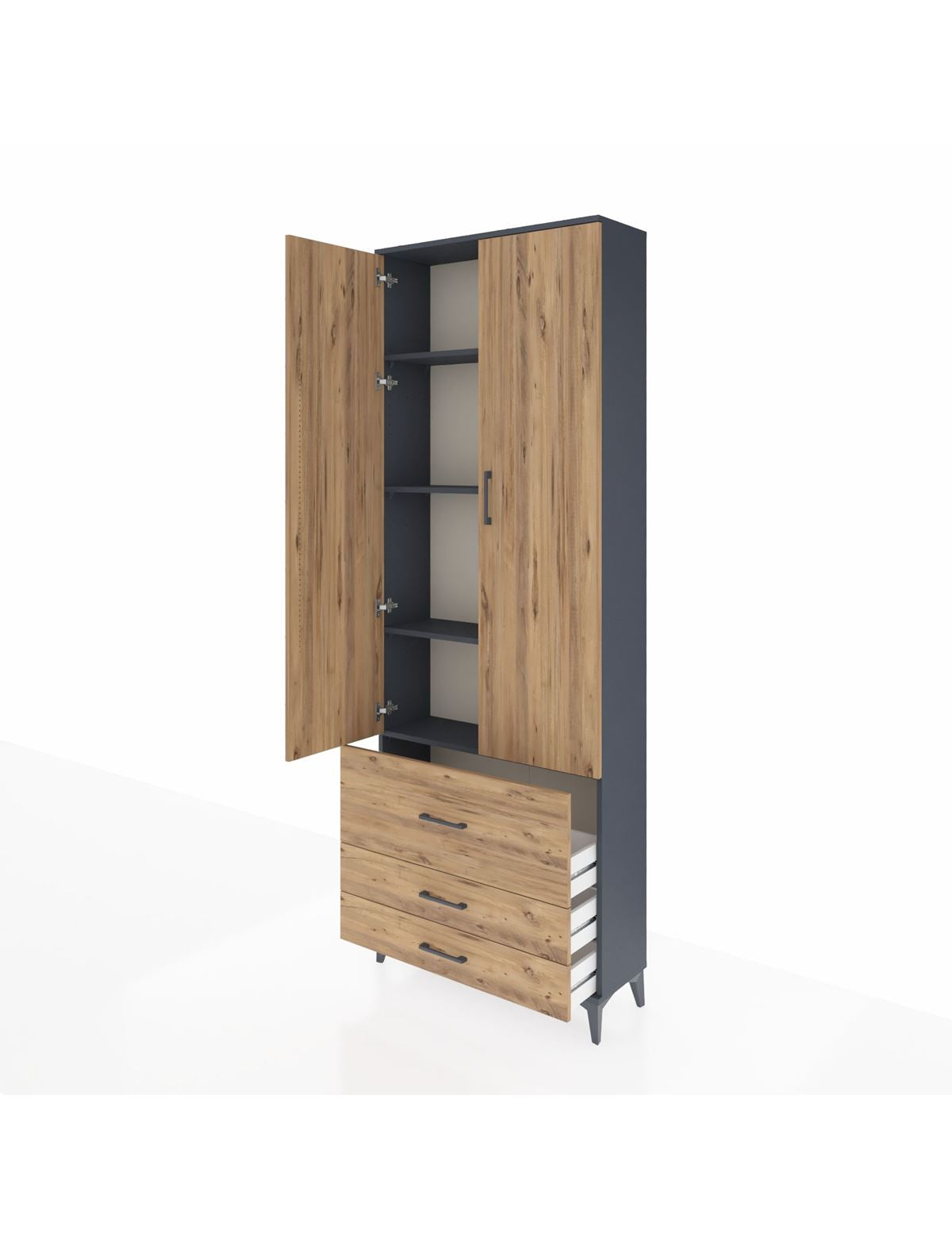 Arges Dolap 4 Raflı 3 Çekmeceli 2 Kapaklı 88x30x243 - S33M037V6A