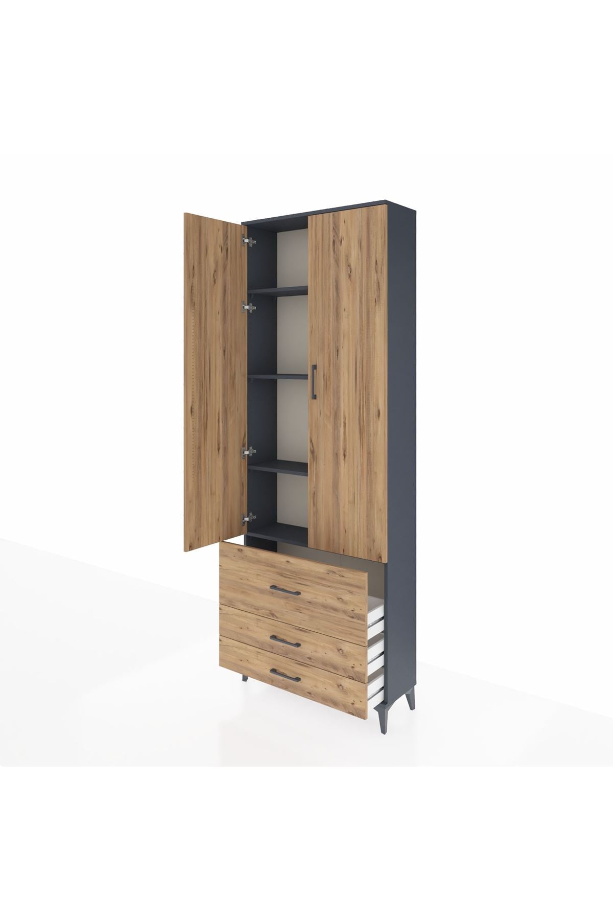 Arges Dolap 4 Raflı 3 Çekmeceli 2 Kapaklı 88x30x243 - S33M037V6A