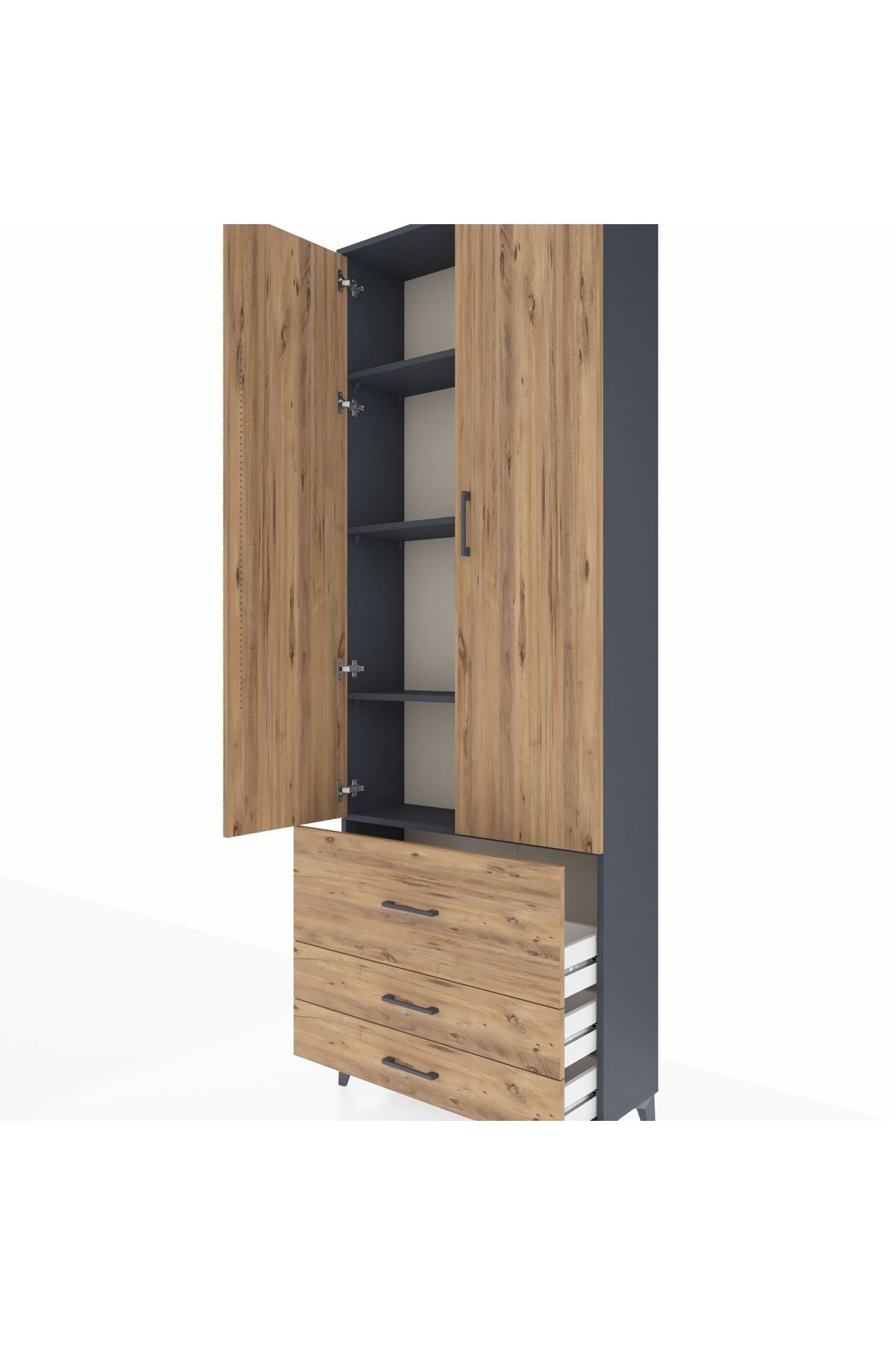Arges Dolap 4 Raflı 3 Çekmeceli 2 Kapaklı 88x30x243 - S33M037V6A