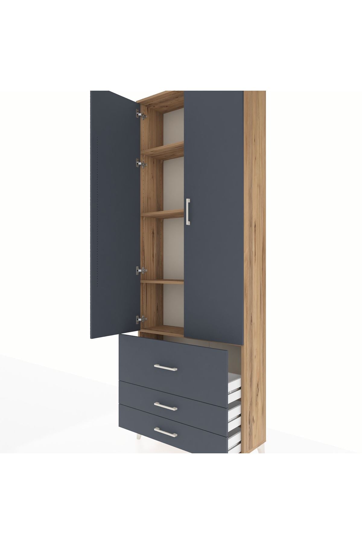 Arges Dolap 4 Raflı 3 Çekmeceli 2 Kapaklı 88x30x243 - S33M037V8A