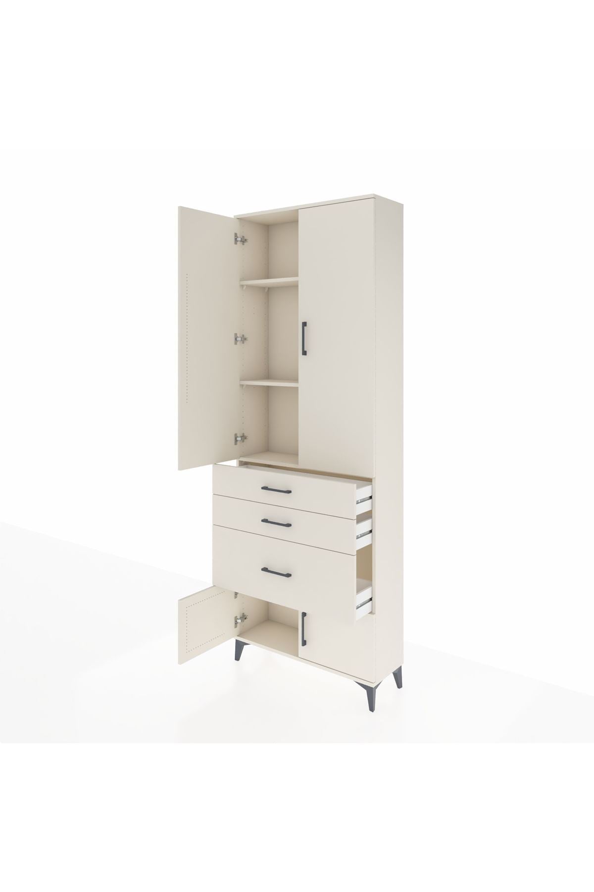Arges Dolap 3 Raflı 3 Çekmeceli 4 Kapaklı 88x30x243 - S33M039V1A