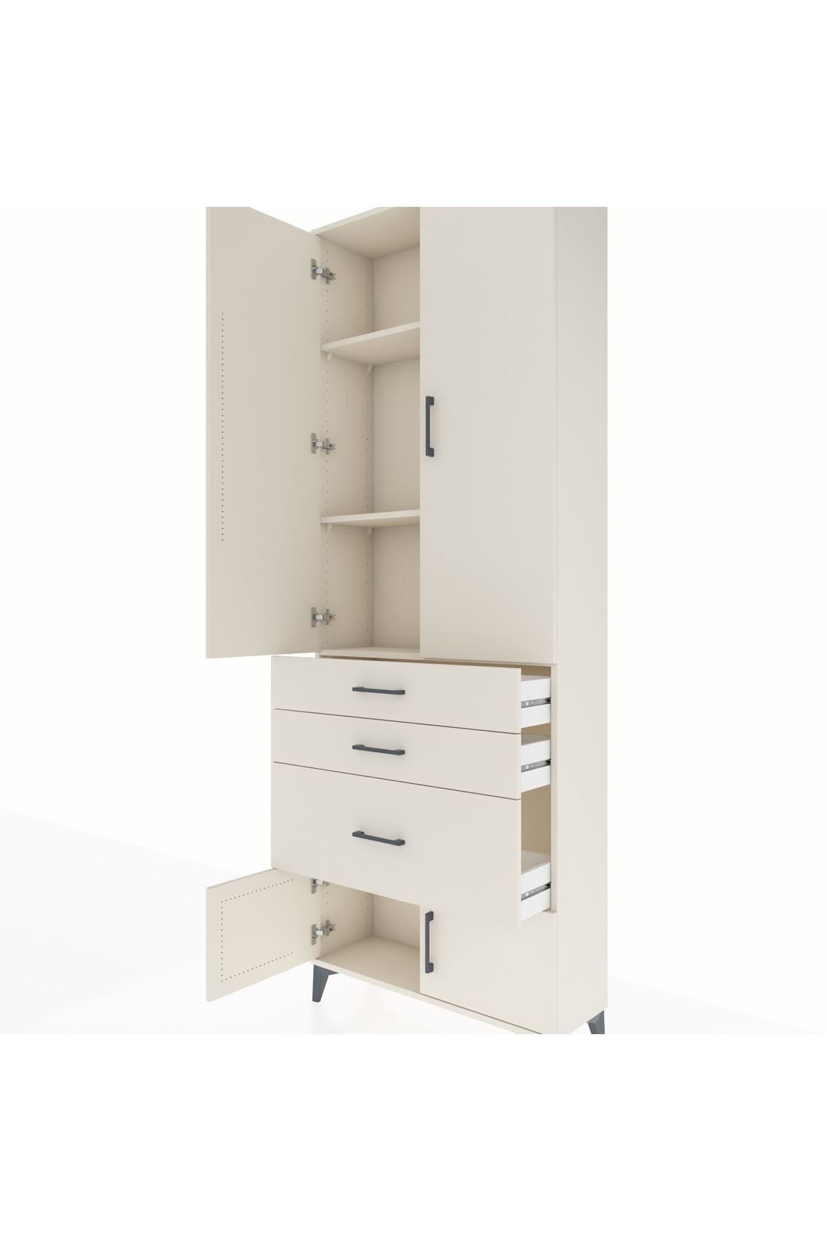 Arges Dolap 3 Raflı 3 Çekmeceli 4 Kapaklı 88x30x243 - S33M039V1A