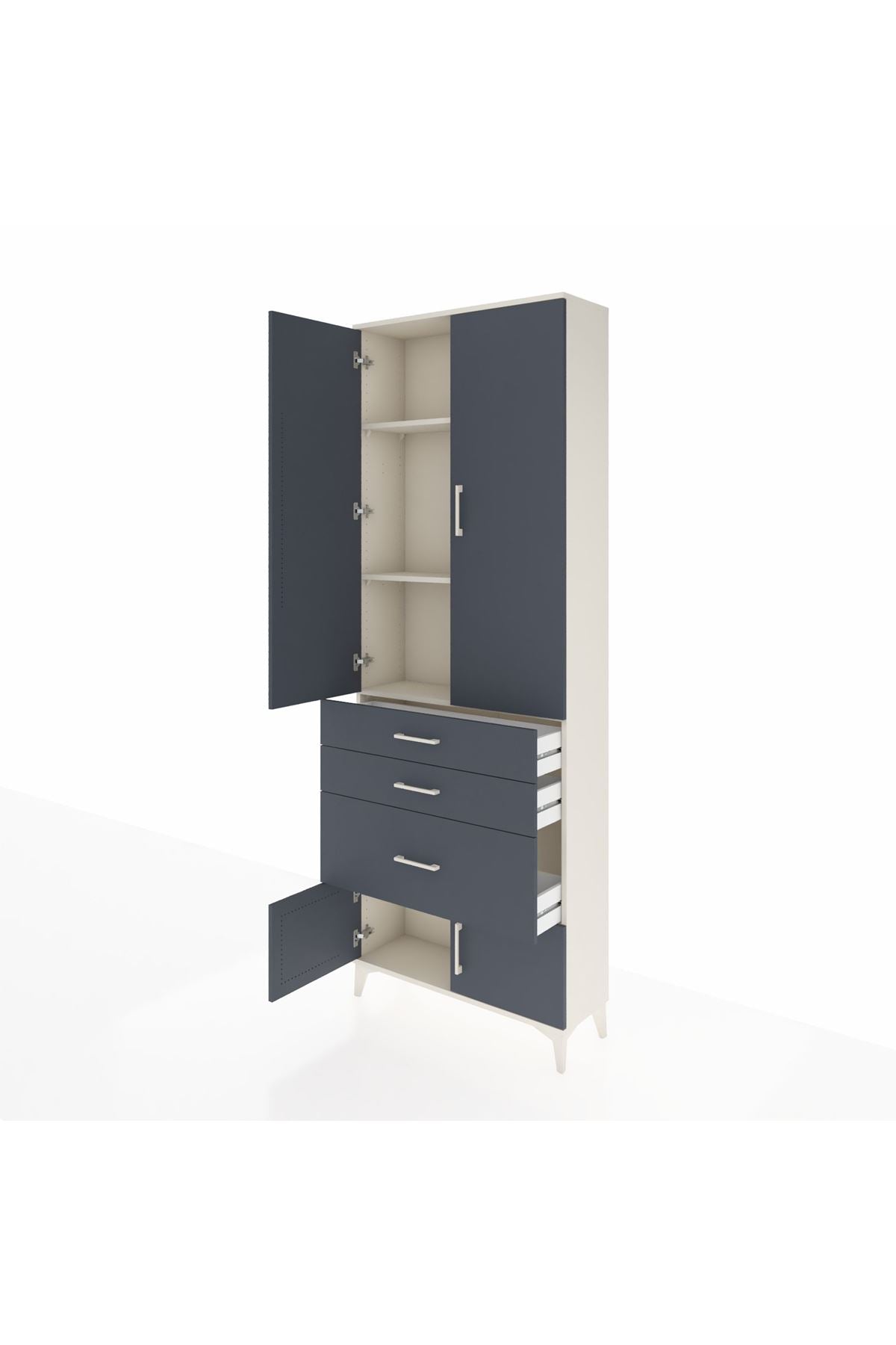 Arges Dolap 3 Raflı 3 Çekmeceli 4 Kapaklı 88x30x243 - S33M039V2A