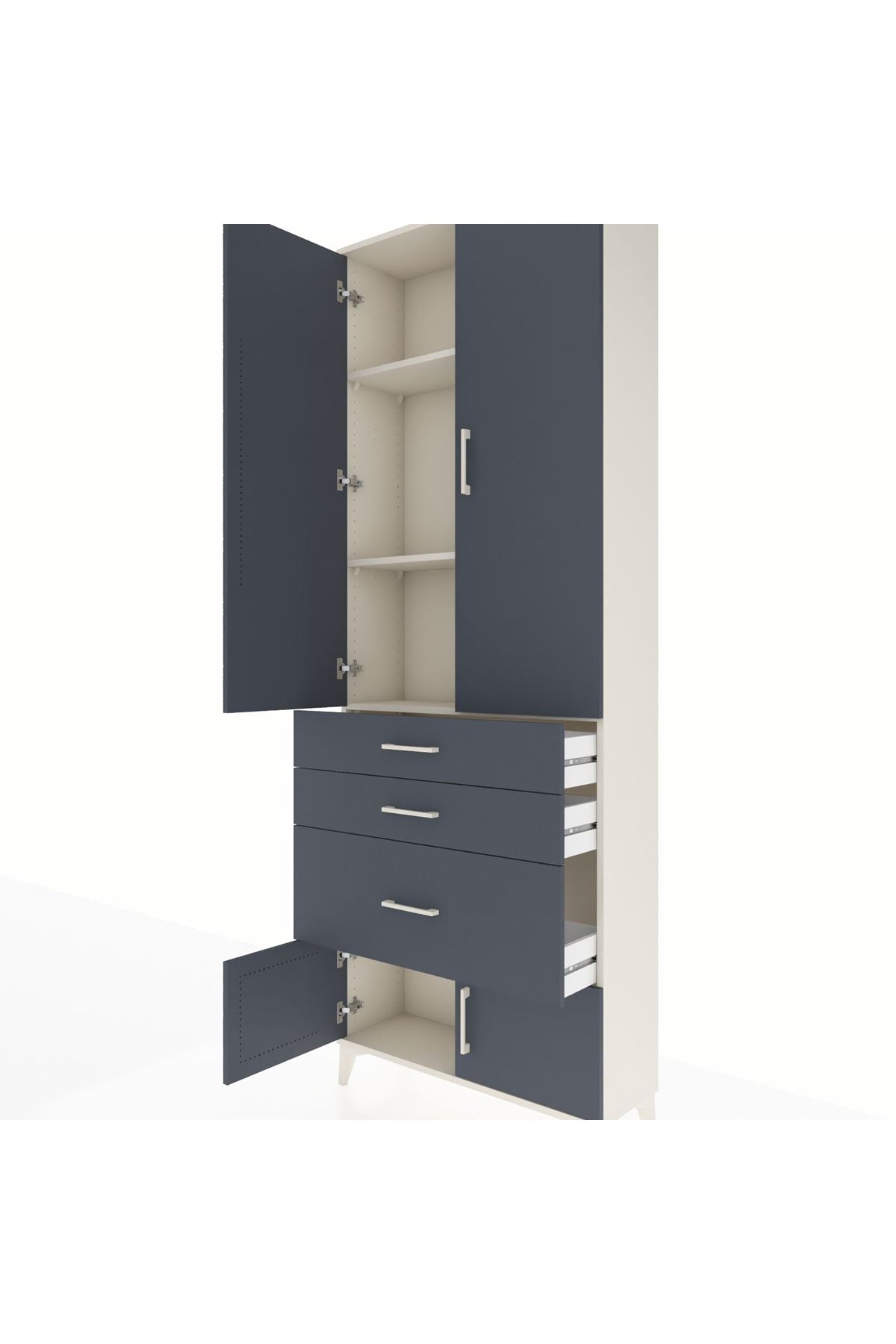 Arges Dolap 3 Raflı 3 Çekmeceli 4 Kapaklı 88x30x243 - S33M039V2A