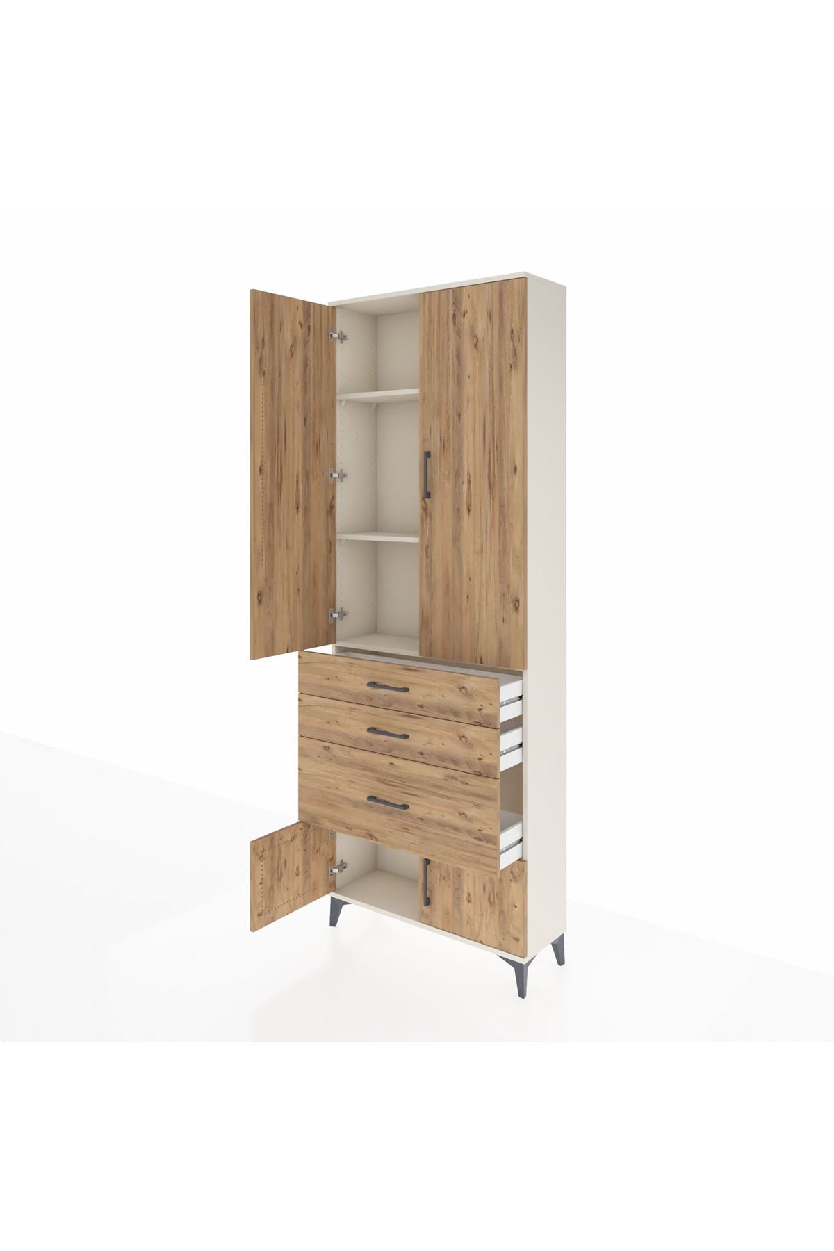 Arges Dolap 3 Raflı 3 Çekmeceli 4 Kapaklı 88x30x243 - S33M039V3A