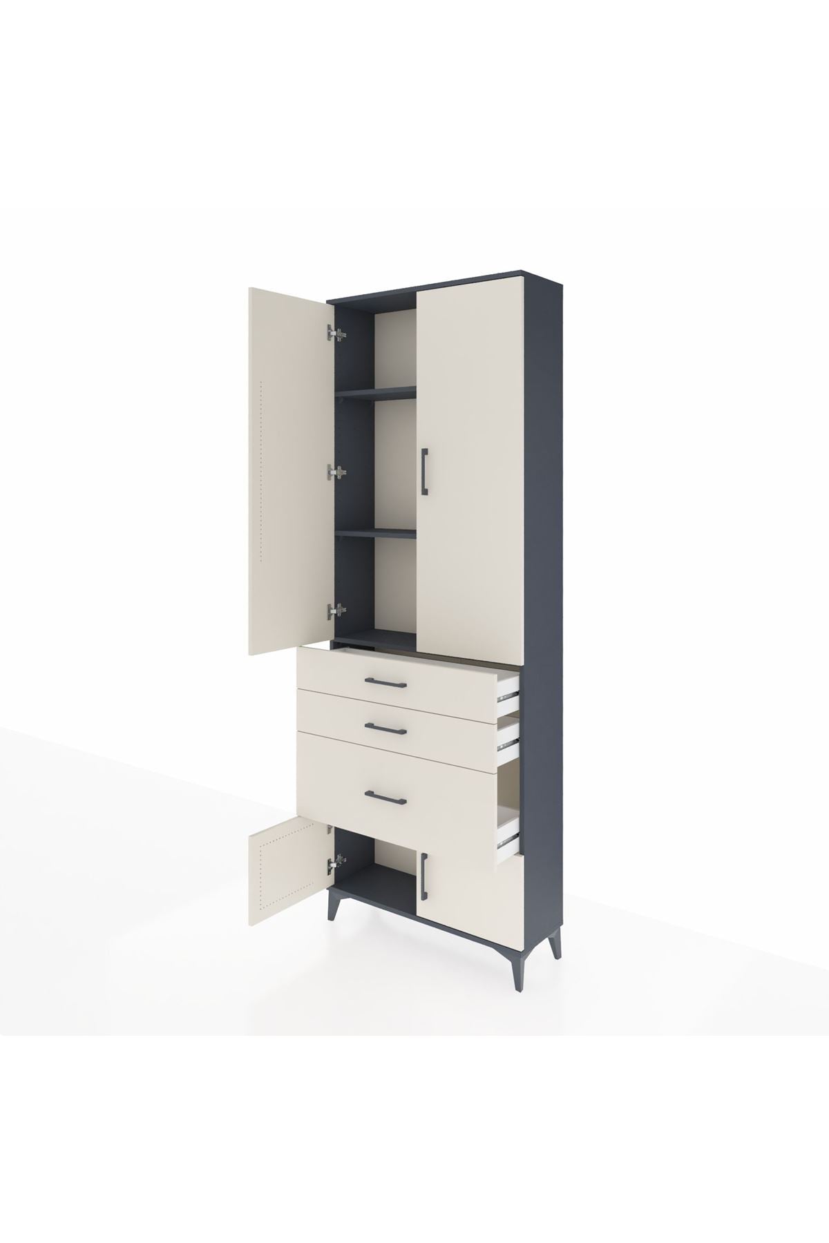 Arges Dolap 3 Raflı 3 Çekmeceli 4 Kapaklı 88x30x243 - S33M039V4A