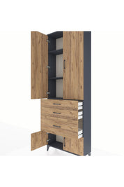 Arges Dolap 3 Raflı 3 Çekmeceli 4 Kapaklı 88x30x243 - S33M039V6A