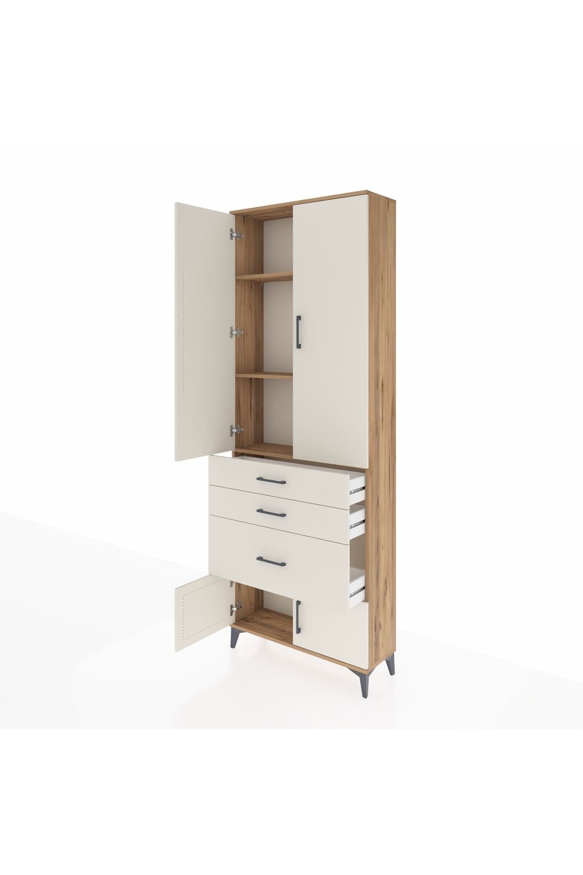 Arges Dolap 3 Raflı 3 Çekmeceli 4 Kapaklı 88x30x243 - S33M039V7A