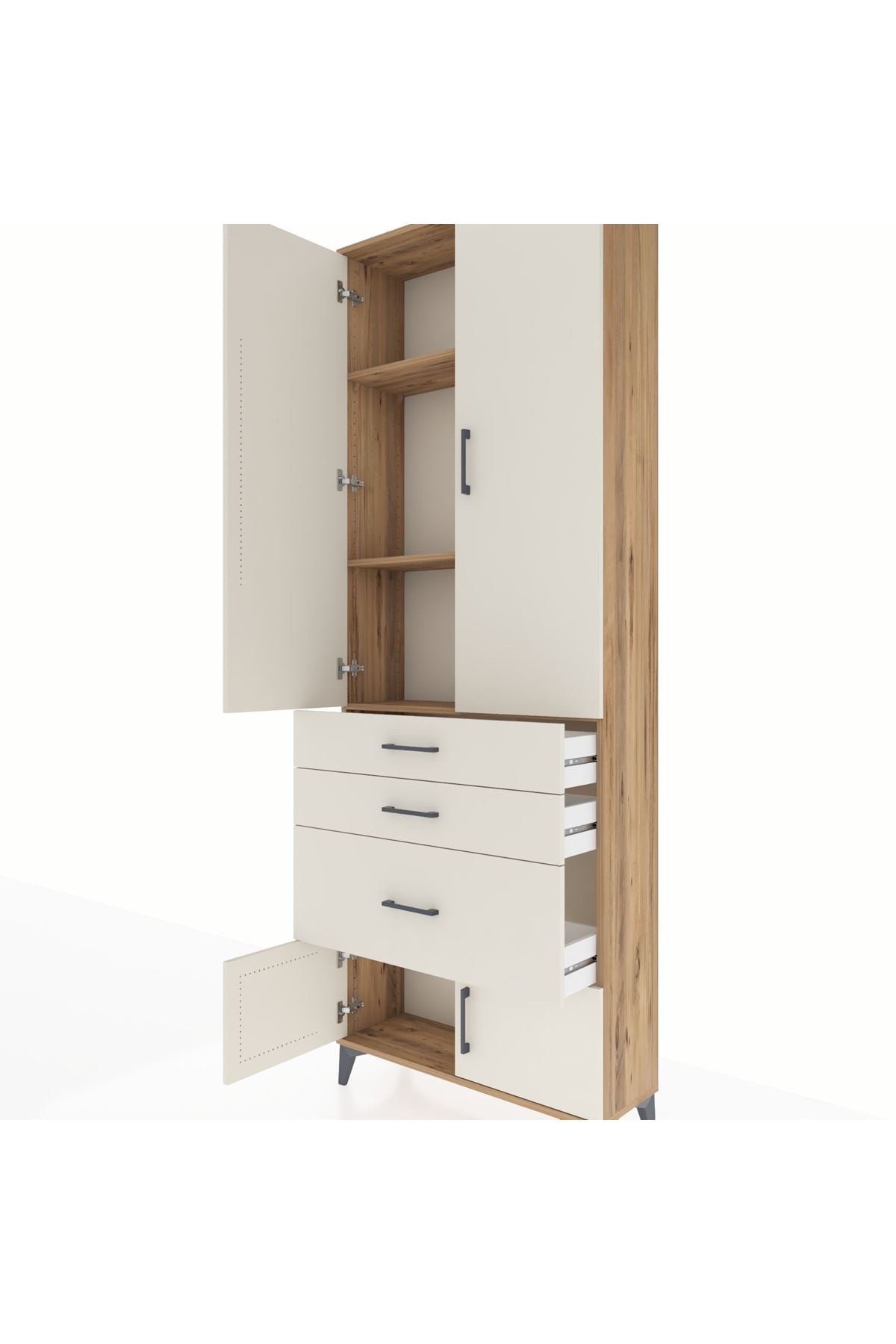 Arges Dolap 3 Raflı 3 Çekmeceli 4 Kapaklı 88x30x243 - S33M039V7A