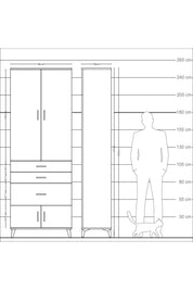 Arges Dolap 3 Raflı 3 Çekmeceli 4 Kapaklı 88x30x243 - S33M039V7A