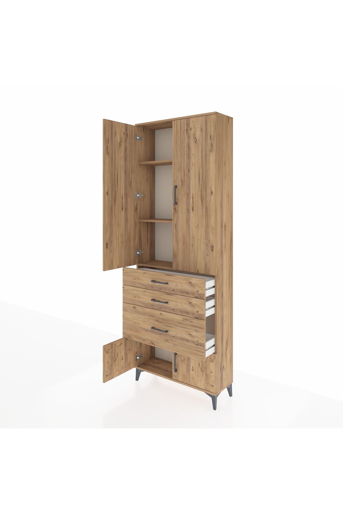 Arges Dolap 3 Raflı 3 Çekmeceli 4 Kapaklı 88x30x243 - S33M039V9A
