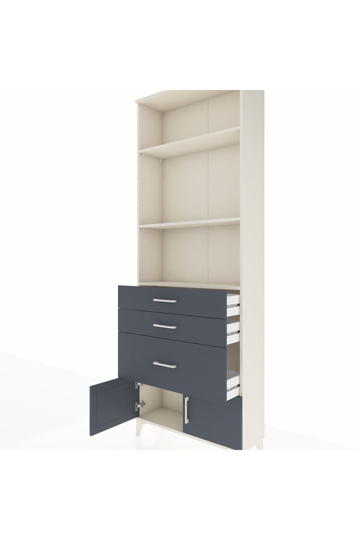 Arges Dolap 3 Raflı 3 Çekmeceli 2 Kapaklı 88x30x243 - S33M040V2A