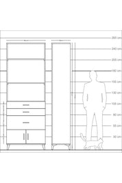 Arges Dolap 3 Raflı 3 Çekmeceli 2 Kapaklı 88x30x243 - S33M040V2A